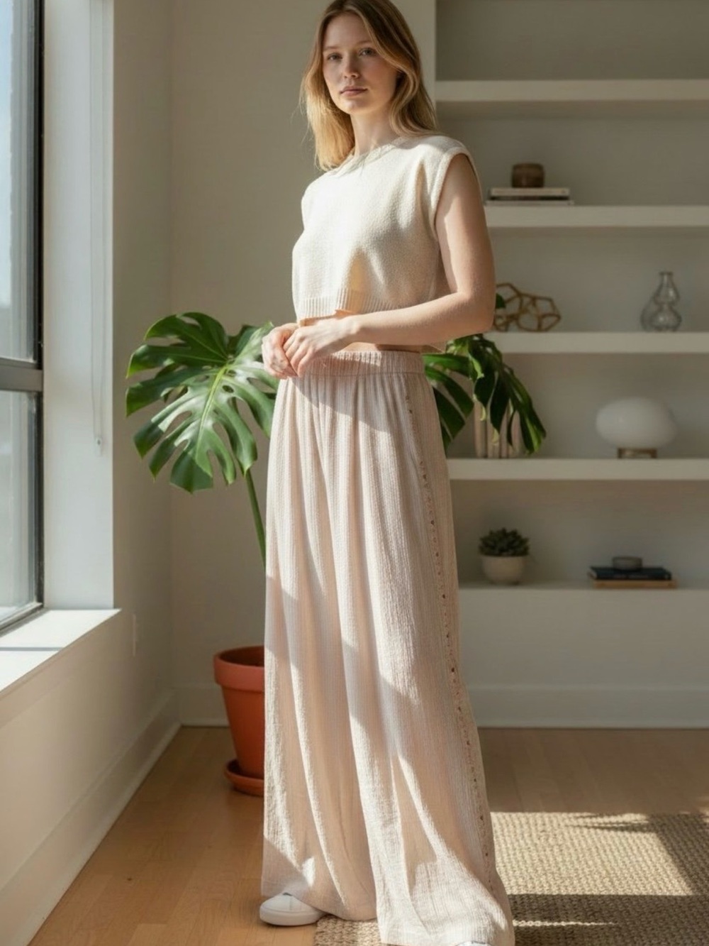 Free People Neutral Cream Pants